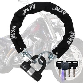 AKM Chain Lock 3-Foot Heavy Duty Bike Chain Lock Durable 12mm Thick Anti-Theft Bicycle Chain Lock with 4Keys Security 16mm U Lock for Bicycle,Moped,Scooter,Motorcycle