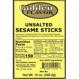 Golden Flavor - Unsalted Sesame Sticks - 12 oz bags (5 Pack)