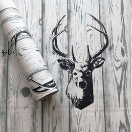 Zerenfy Vintage Deer Wood Wallpaper, Self Adhesive Peel and Stick Wall Contact Paper Roll Removable Decorative Covering Room Decoration Countertops Renovate Old Furniture Classroom 17.71" X 118"