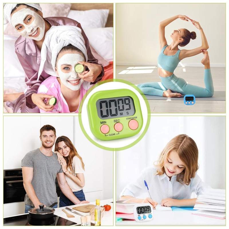 Farerkass Set of 4 Egg Timers, Digital Timer, Digital Stopwatch,