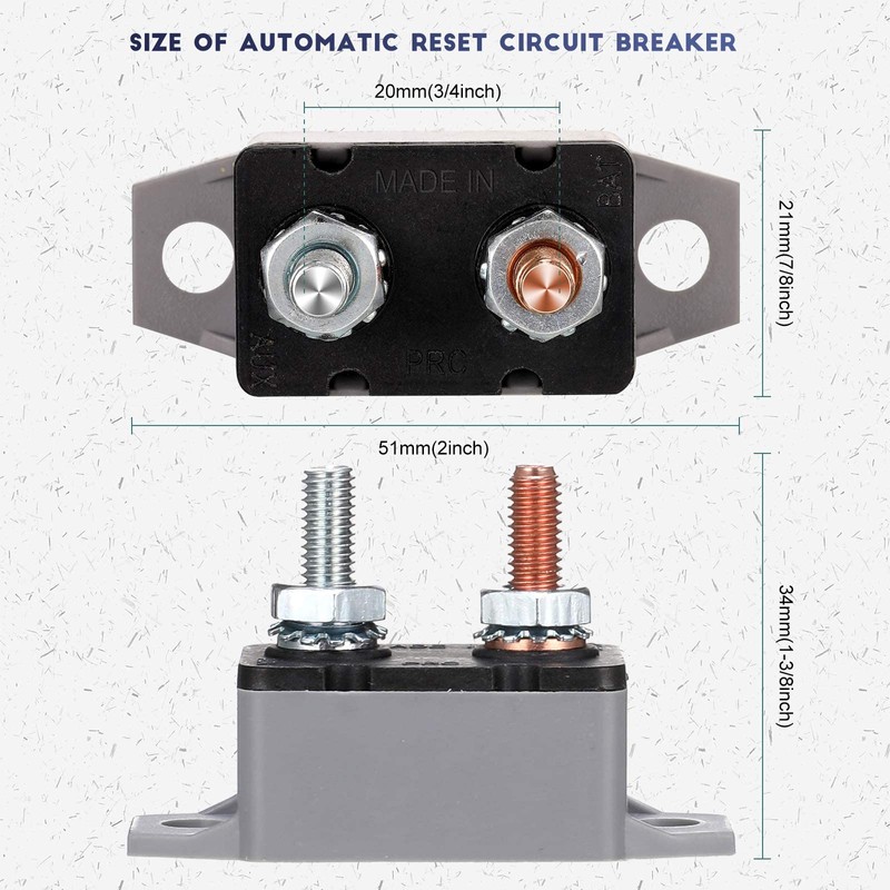 4 Pieces DC 12V - 24V Automatic Reset Circuit Breaker