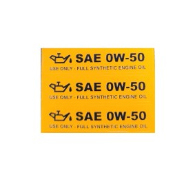 Hachi Auto 3 pcs x Engine Oil Grade 0W-50 Indicator Reminder Printed Label Sticker Decal