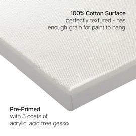 KINGART 810-2 Large White 24" x 36" Stretched Artist Canvas, Pack of 2, Gesso Primed - 100% Cotton Rectangular Canvases, 5/8" Profile, Art Supplies for Oil and Acrylic Painting