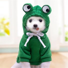 Ropa cálida de invierno para perro, chamarra de frutas con capucha para perro, chamarra de forro polar para perros para bulldog francés, Chihuahua, ropa para Perro (verde, S)