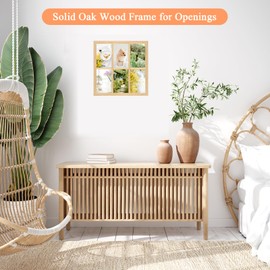 MOUDAMION 4x6 Oak Wood Picture Frames Collage Wall Decor Natural Woodgrain, Solid Oak Wooden Family Photo Collage Frame 6 Openings, Glass Front, Wall Hanging Display 6 4x6 Pictures