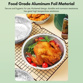 50PCS Disposable Aluminum Pots Aluminum BBQ Plates 6" Disposable Aluminum Foil Plate Round Tin Foil Shaved Air Fryer Baking Cooking Storage Roasting