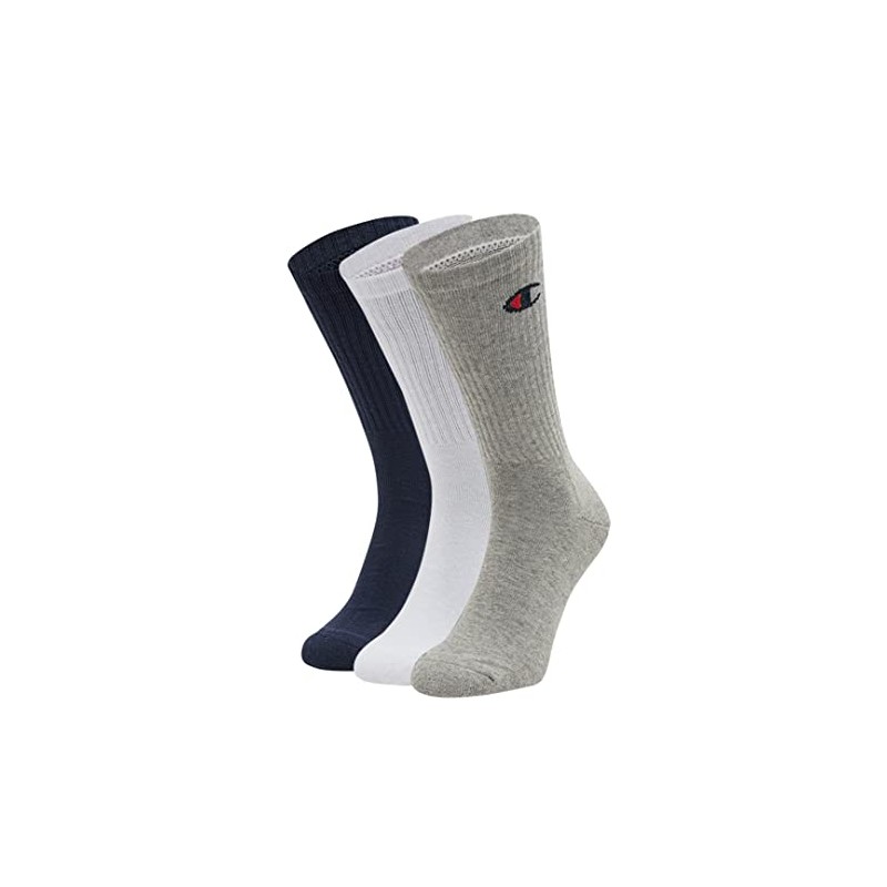 Champion Unisex Core 3pp Crew Ankle Socks, Blu Marino, Bianco,