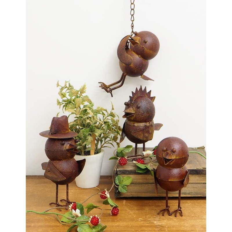 村田屋産業 置物 オブジェ メタル パンクバード 小 約12×7×15cm ブロンズ 4731