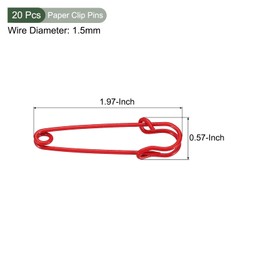YOKIVE Pack of 20 Safety Pins, Large Metal Sewing Needles | Crafts, Ideal for Clothing, Knitting, Sewing (Red, 1.97 inches)