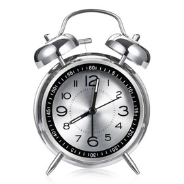 Cadmos Loud Alarm Clock for Heavy Sleepers Adults,Retro 4 Inch Silent Non-Ticking Quartz with Backlight,Twin Bell Analog Kids Alarm Clocks for Bedrooms Bedside (Grey)