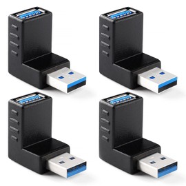 KUOQIY 4 Pack USB 3.0 90° Angle Adapter USB 3.0 90 Degree Male to Female Combo Vertical Up and Down Connector Angle Adapter USB to USB