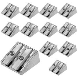 12pcs Pencil Sharpeners, Double Hole Metal Pencil Sharpener Handheld Pencil Sharpener Manual Graphite Pencil Sharpener Crayon Sharpener Magnesium Sharpener for Home School Office Supplies