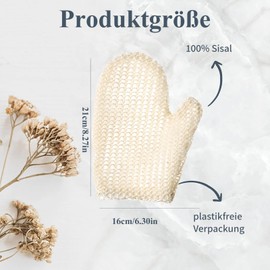 Raheem 2 Stück Sisal-Peelinghandschuhe Körperpeeling Massage-Exfoliationshandschuhe Badeschrubber Körperwaschhandschuhe für intensive Reinigung & Hautglättung – Perfekt für Spa & Peeling