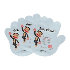 dearcloud x Paul Frank Deep Moisture Hand Mask – Aloe Vera & Shea Butter – Hand Mask for Dry Cracked Hands – Strawberry Peach (3 Pairs/ 6 Gloves)