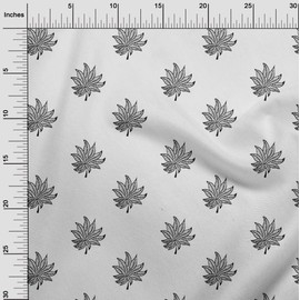 oneOone Cotton Flex Fabric Leaves Block Print Fabric by Meter 40 Inch Wide