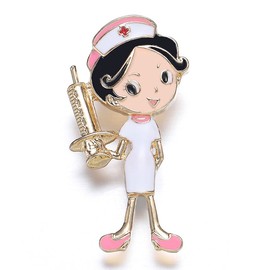 Hanreshe Badge Pins for Nurses Cartoon Brooch Pin Medical Jewellery Gift for Doctor/Graduation Student Enamel Brooch Cute Gold Pins Metal
