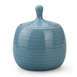 Amoysanli Kitchen Canisters Vintage Ceramic Food Storage Jar with Airtight Lid for Tea, Coffee, Herb, Sugar, Spice, Nuts (Blue(ICE))