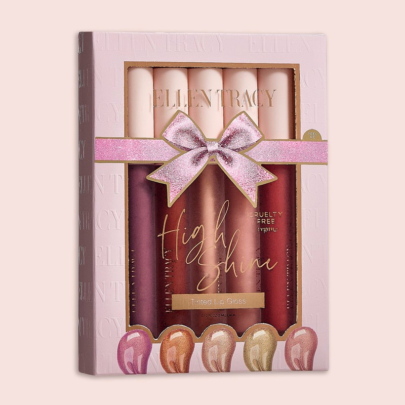 ELLEN TRACY 5-Piece Tinted Lip Gloss Set - Long-Lasting Color,