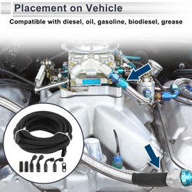 TUCKBOLD AN-4 Fuel Line Kit 15ft Vacuum Hose Automotive Fuel Hose Adapter 90 Degree Adapter 45 Degree Adapter 1 Set CPE Rubber Nylon Braid