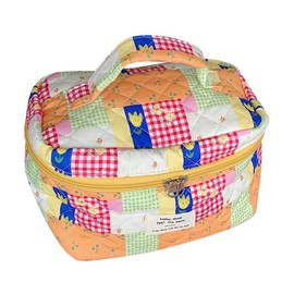 LIERWOI Travel Cosmetic Bag Cotton Makeup Bag Ladies, Quilted Toiletry Bag with Beautiful Floral Pattern, Cosmetic Bag Large Capacity, Make up Bag Wash Bag Portable for ladies or child (04-f)