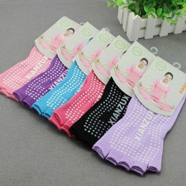Women's Non-Slip Sports Yoga Socks: Open Finger, 5-Toe, Open Toe Design, Free Size Size/Pink 20ea