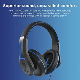 ThinkWrite Technologies TWT Audio Duro, TW200 | Premium Over-Ear Noise Reducing Wired Headphones (3.5mm Jack)