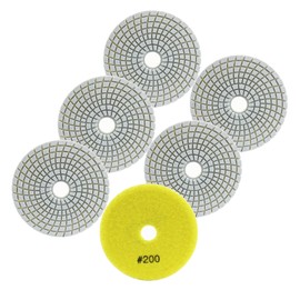 FOCSTOL Diamond Wet Polishing Pads - 6pcs 4''/100mm Grit 200 Polishing Kit for Granite Marble Artificial Stone Quartz for Angle Grinder
