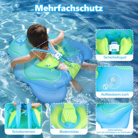 BNEHHOV Baby Swimming Ring with Sun Canopy, Removable Sun Canopy, Swimming Seat, Toddlers, Swimming Aid for Toddlers, Baby Float, Inflatable Swimming Hoop, UPF 50+, for Inflatable Children from 3-36