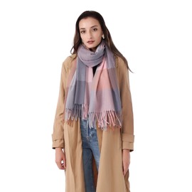 DiaryLook Plaid Warm Blanket Scarf for Winter, Long Ladies Scarves Check Soft, Wool Tartan Shawl Wraps for Women
