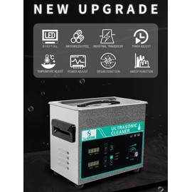 SupRUCCI Ultrasonic Cleaner 3L with Adjustable Power & Sweep, 120W Ultra Sonic Cleaning Machine, Digital Timer and Heater, Heavy-Duty Parts Cleaner for Industrial, Motorcycle, and Hardware Tools