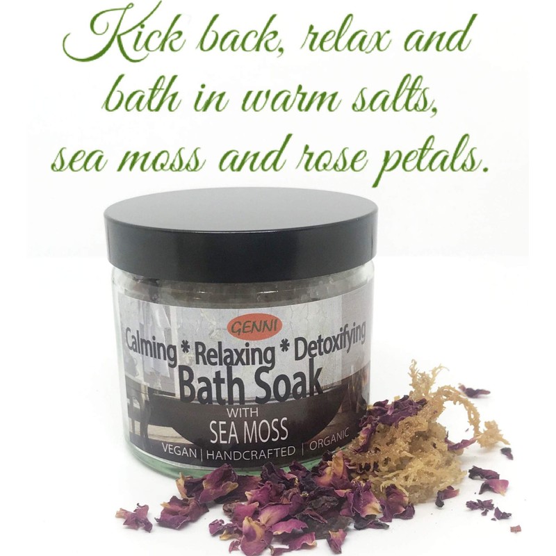 Bath SOAK with Salts Sea Moss Rose Petals and Essential