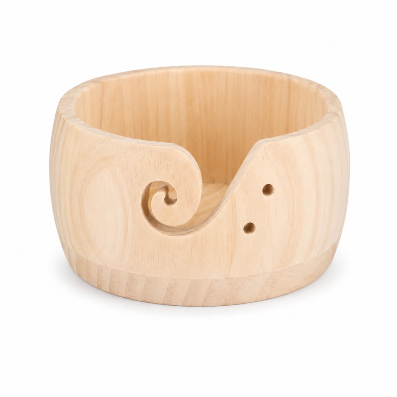 Wooden Yarn Bowl for Knitting & Crochet – Round Yarn