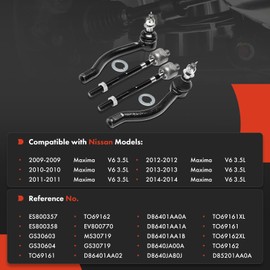 A-Premium Set of 4, Front Inner and Outer Tie Rod End Kit, Compatible with Nissan Maxima 2009-2014