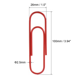MECCANIXITY Paper Clips Large Size 3.9 Inch Vinyl Coated to Prevent Tearing Pages for Organize Office Home Red Count 40