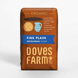Doves Farm Organic Fine Plain Wholemeal Flour (1Kg) - Pack of 6