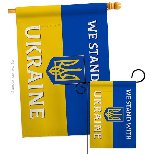 Ornament Collection Stand with Ukraine Garden House Flags Set Support