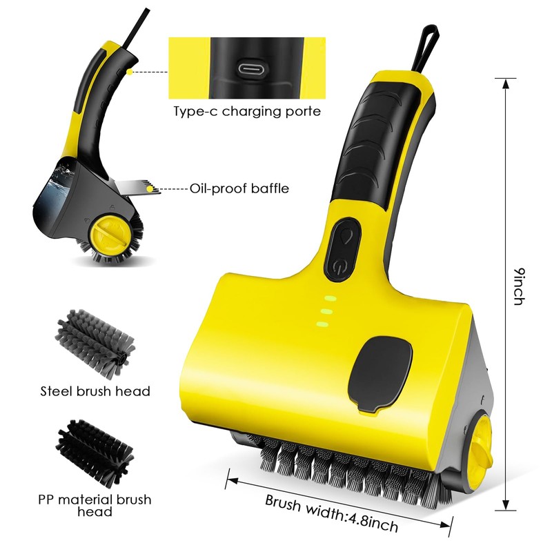 Electric Grill Clean Brush with Liquid Box, Cordless Rechargeable Barbecue