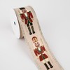Wired Edge Christmas Ribbon with Glitter, Nutcracker Ivory Satin Toy