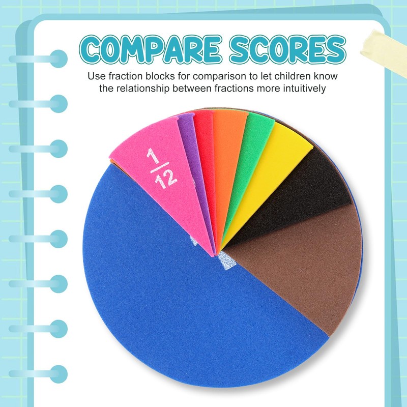Sayglossy 12 Sets Fraction Set for Math Classroom Fractions Manipulatives