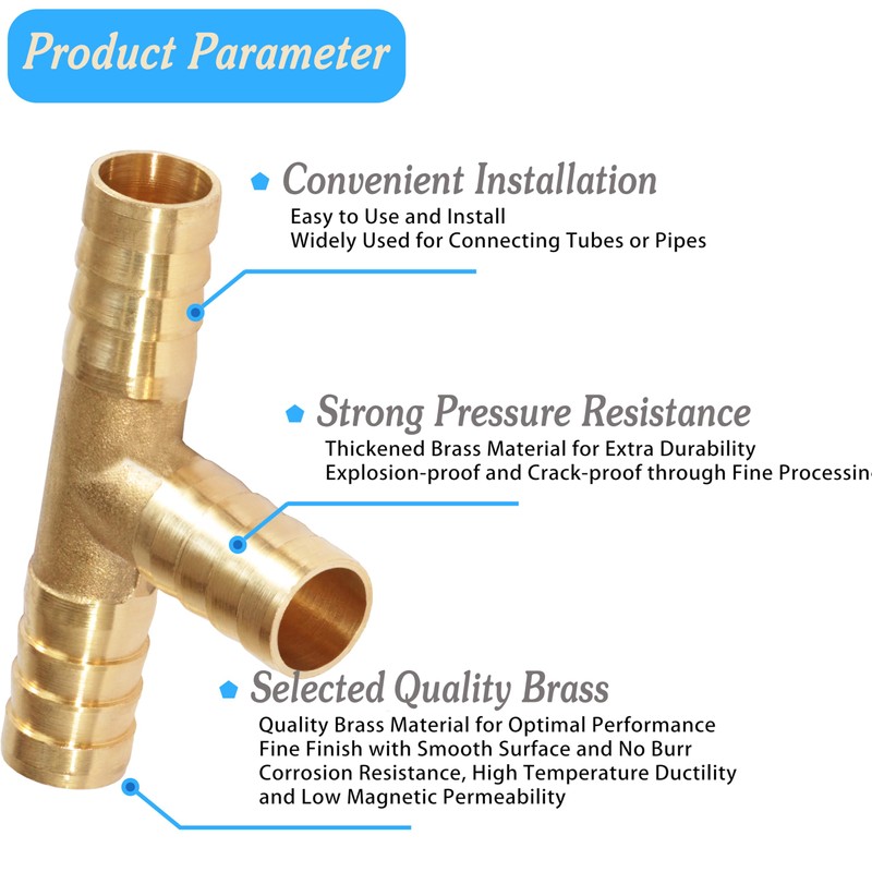 5/8" X 1/4" X 5/8" Brab Reducing Tee Brass Barb