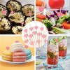 Mxlfdc Wooden Heart Cocktail Decorations, 100 PCS Pink Heart Sticks