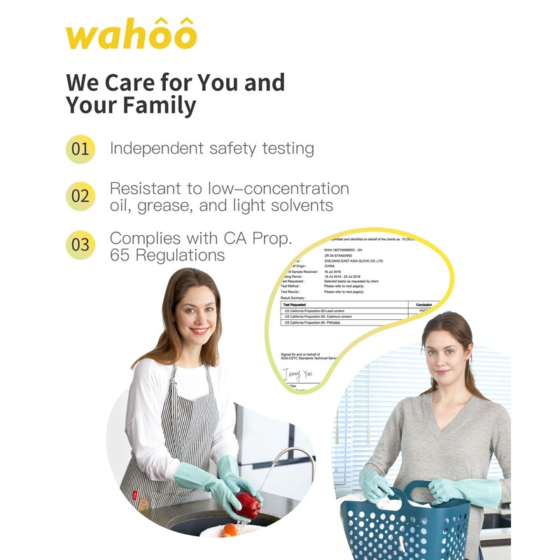 LANON wahoo Skin-Friendly Cleaning Gloves, Dishwashing Kitchen Gloves with Cotton