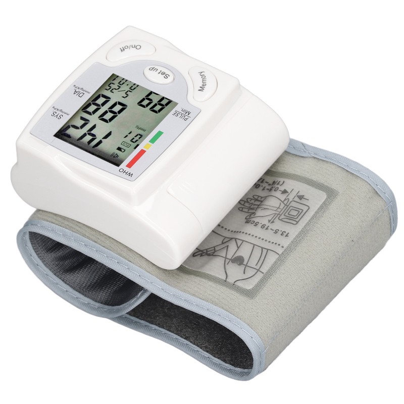 Wrist Blood Pressure Monitor Adjustable Cuff Large LCD Display Digital