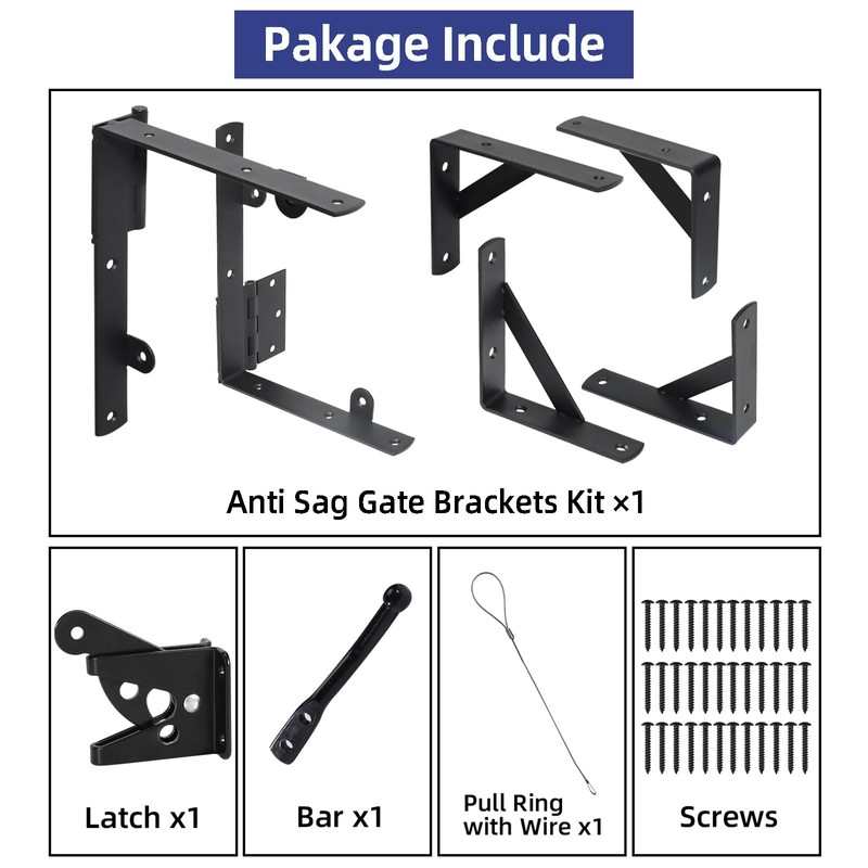 Fence Gate Kit Gate Hardware, 1 Set Anti Sag Gate