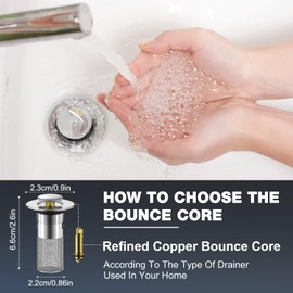 2 Pcs Bathroom Sink Stopper Hair Catcher, Pop Up Bathtub Drain Strainer with Removable Stainless Steel Drain Filter Basket for US Universal Kitchen Bathroom Sink Stopper Replacement