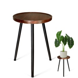 MJFAJAZF Acacia Wood Tall Plant Stand Indoor, Wooden Plant Stand Indoor Tall Plant Holder Table with Raised Edges Plant Riser for Inside Pot (12"x17")