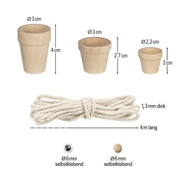 Ideen mit Herz Flower Pot Figures to Assemble | Craft Set for Miniature Figures Made of Wood | DIY Kit | Construction Kit for 5 Men with Floppy Legs