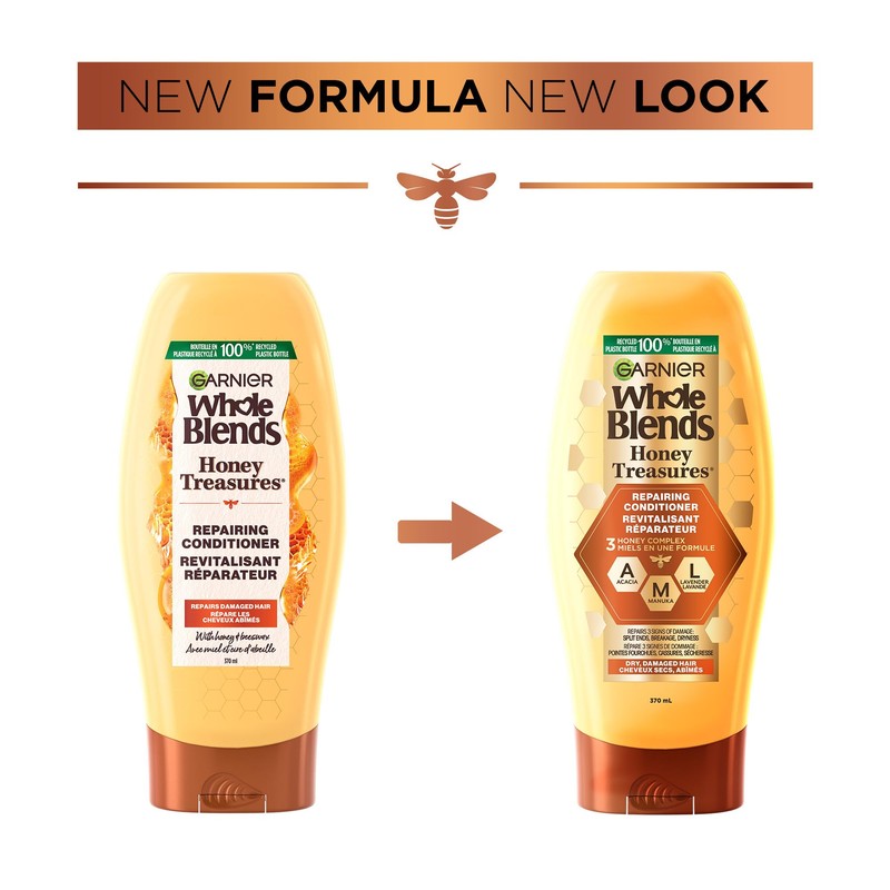 Garnier Whole Blends Repairing Conditioner Honey Treasures, Damaged Hair, 12.5