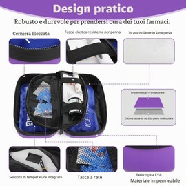 HIMDUZE Custodia da viaggio per insulina, approvata TSA, refrigeratore refrigerato per medicinali da viaggio, con termometro, custodia da viaggio per diabetici, con 2 confezioni di ghiaccio