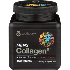 Youtheory, Colágeno para hombre tipo 1 2 3, 160 tabletas                                                                                              